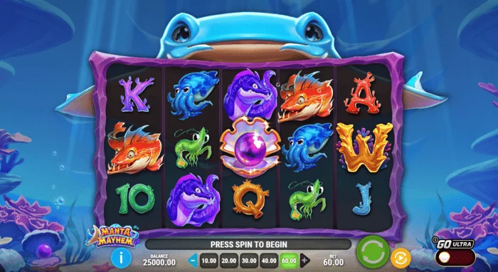 Manta Mayhem - екран за игра со макара и манта зрак